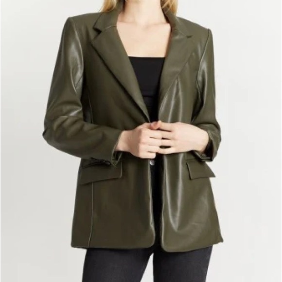 BLANKNYC Olive Blazer Oversized Brand new Green Leather Vegan Leather - Picture 1 of 5